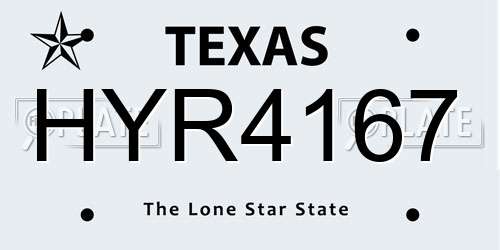 HYR4167 Texas License Plate