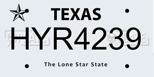 HYR4239 Texas License Plate