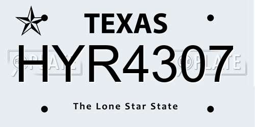 HYR4307 Texas License Plate
