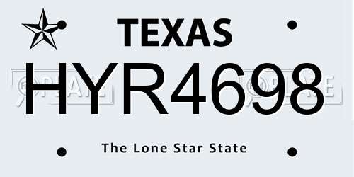 HYR4698 Texas License Plate