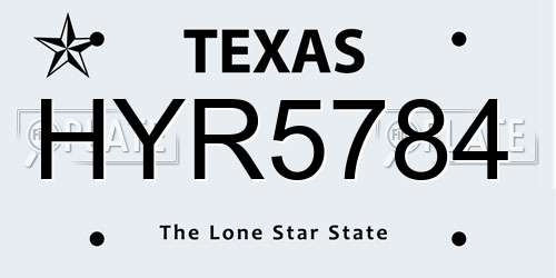 HYR5784 Texas License Plate