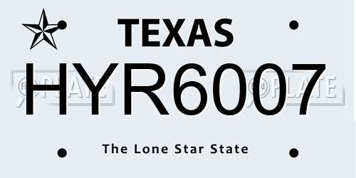 HYR6007 Texas License Plate