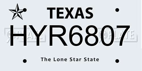 HYR6807 Texas License Plate