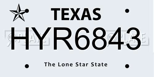 HYR6843 Texas License Plate
