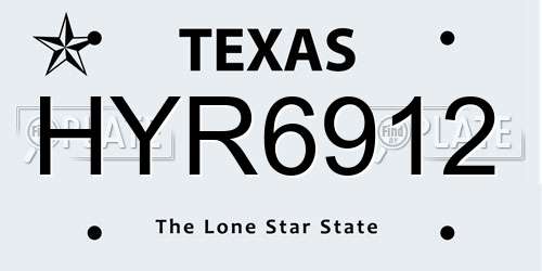 HYR6912 Texas License Plate