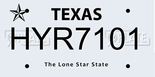 HYR7101 Texas License Plate