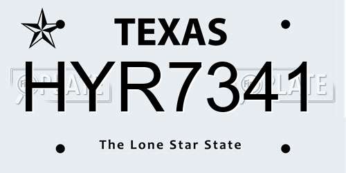 HYR7341 Texas License Plate
