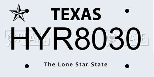HYR8030 Texas License Plate