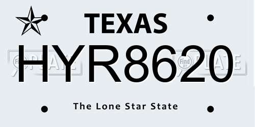 HYR8620 Texas License Plate