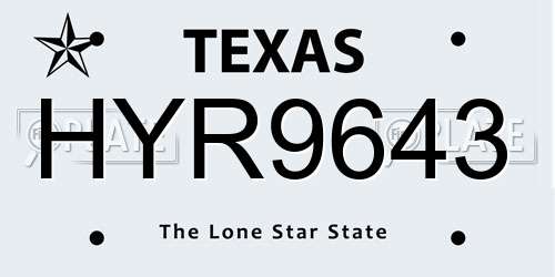 HYR9643 Texas License Plate