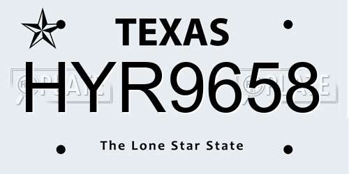 HYR9658 Texas License Plate