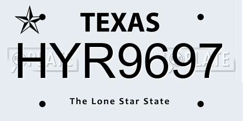 HYR9697 Texas License Plate