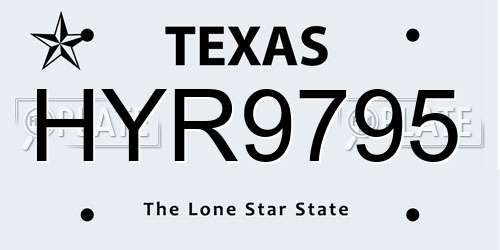 HYR9795 Texas License Plate