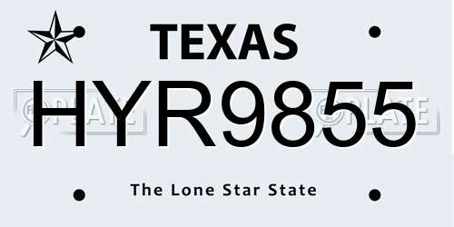 HYR9855 Texas License Plate