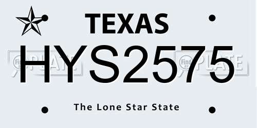 HYS2575 Texas License Plate
