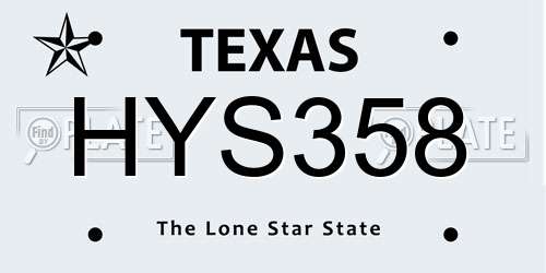 HYS358 Texas License Plate