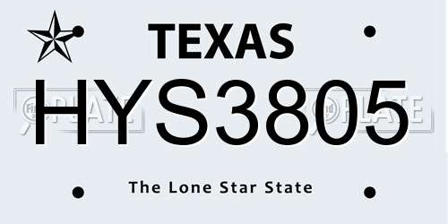 HYS3805 Texas License Plate