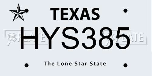 HYS385 Texas License Plate
