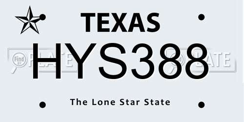 HYS388 Texas License Plate