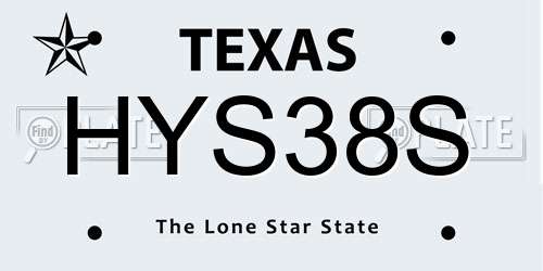 HYS38S Texas License Plate