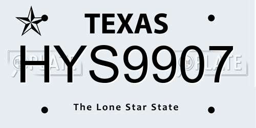 HYS9907 Texas License Plate