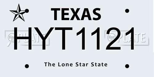 HYT1121 Texas License Plate