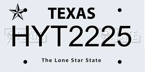 HYT2225 Texas License Plate