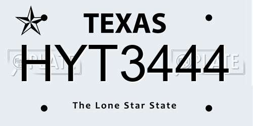HYT3444 Texas License Plate