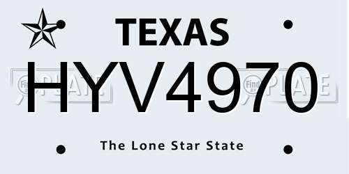 HYV4970 Texas License Plate