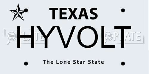 HYVOLT Texas License Plate