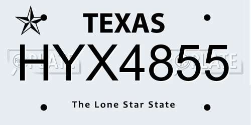 HYX4855 Texas License Plate