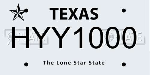 HYY1000 Texas License Plate