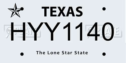 HYY1140 Texas License Plate