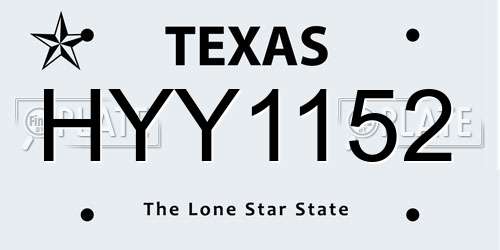 HYY1152 Texas License Plate