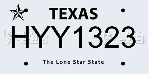 HYY1323 Texas License Plate