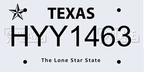 HYY1463 Texas License Plate