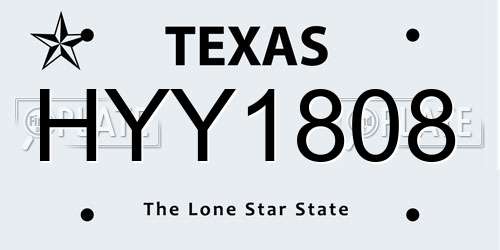 HYY1808 Texas License Plate