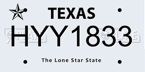 HYY1833 Texas License Plate