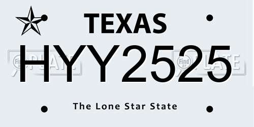 HYY2525 Texas License Plate