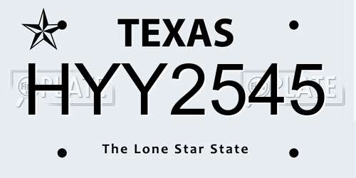 HYY2545 Texas License Plate