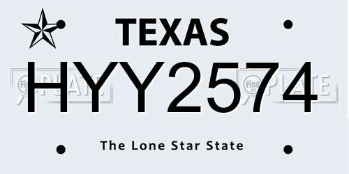 HYY2574 Texas License Plate