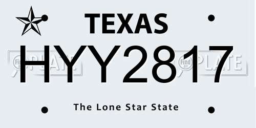 HYY2817 Texas License Plate