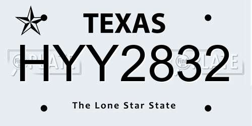 HYY2832 Texas License Plate