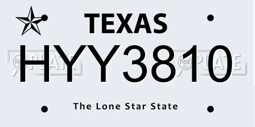 HYY3810 Texas License Plate