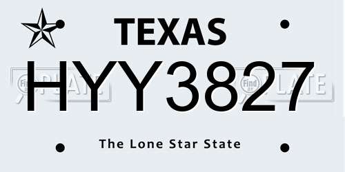 HYY3827 Texas License Plate