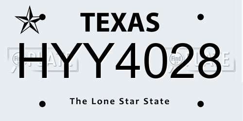 HYY4028 Texas License Plate