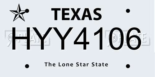HYY4106 Texas License Plate