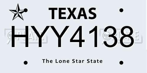 HYY4138 Texas License Plate