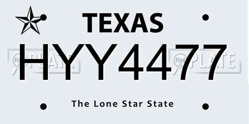 HYY4477 Texas License Plate