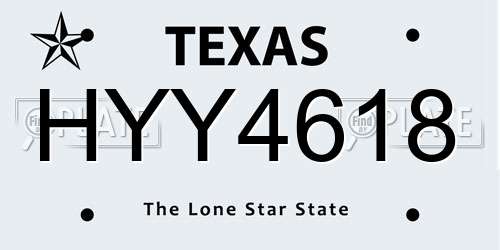 HYY4618 Texas License Plate